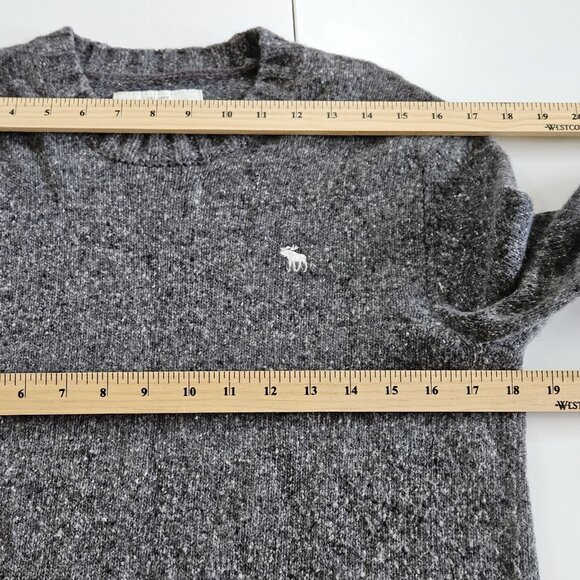 Abercrombie & Fitch Sweater Men M Marled Gray LS Crew Neck Wool Preppy Academia - Picture 5 of 16